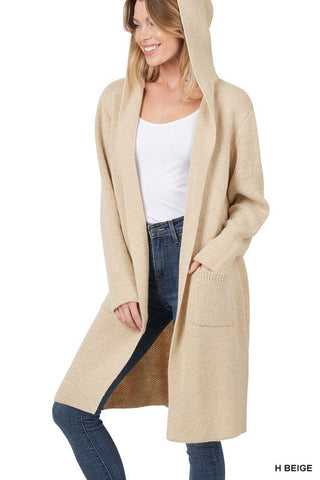 Hooded Open Front Cardigan *Online Only* - Premium Jacket from ZENANA - Just $60.88! Shop now 